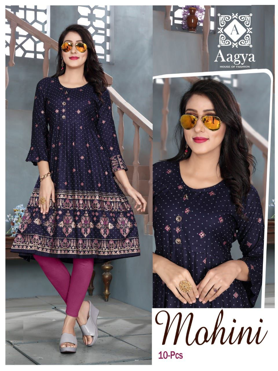 Aagya Mohini Fancy Ethnic Wear Rayon Designer  Anarkali Kurti Collection